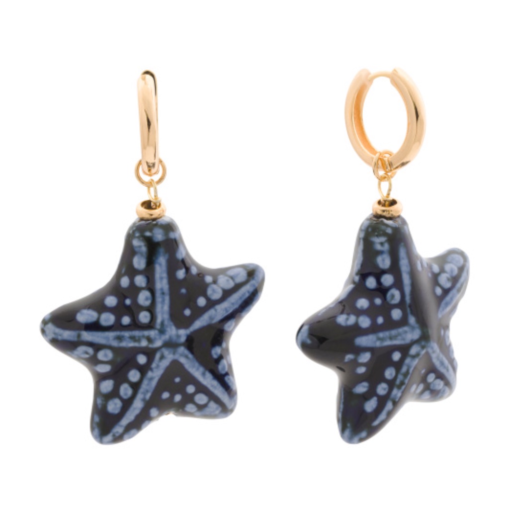 Nakamol Gold And Blue Sea Star Dangle Earrings